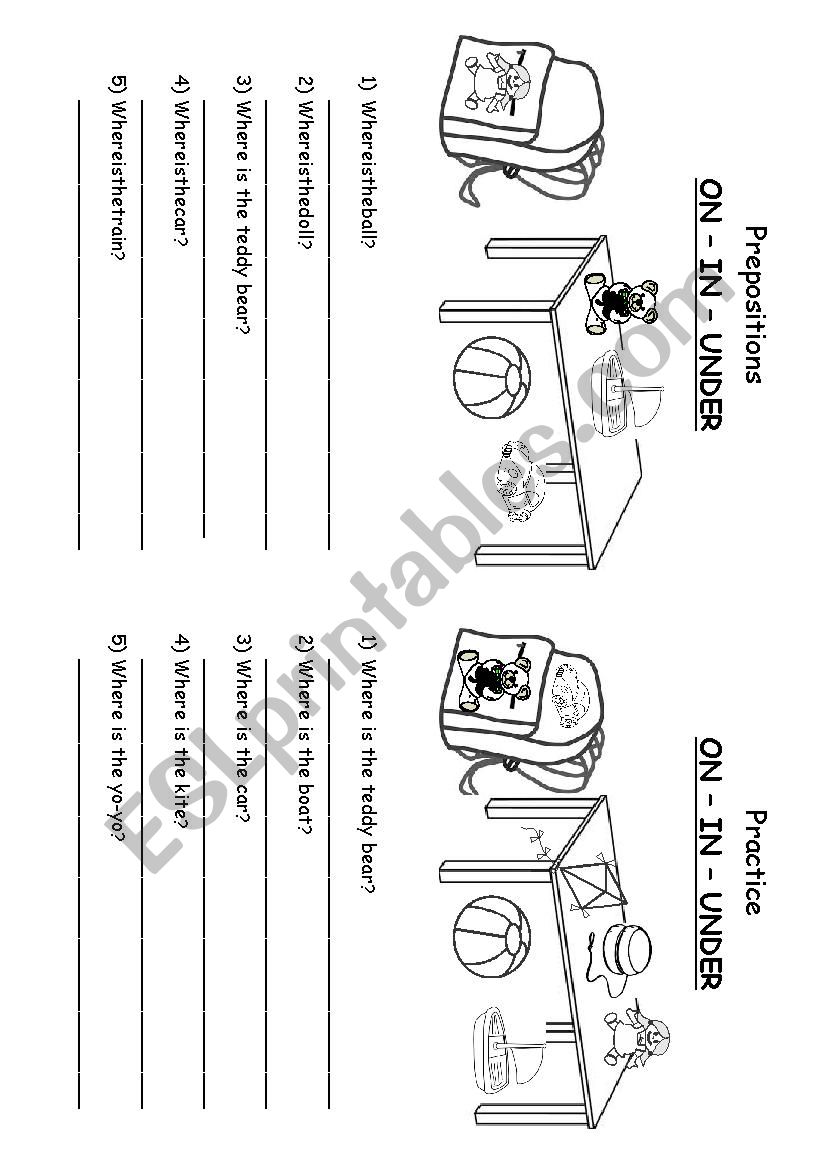 Prepositions IN-ON-UNDER worksheet