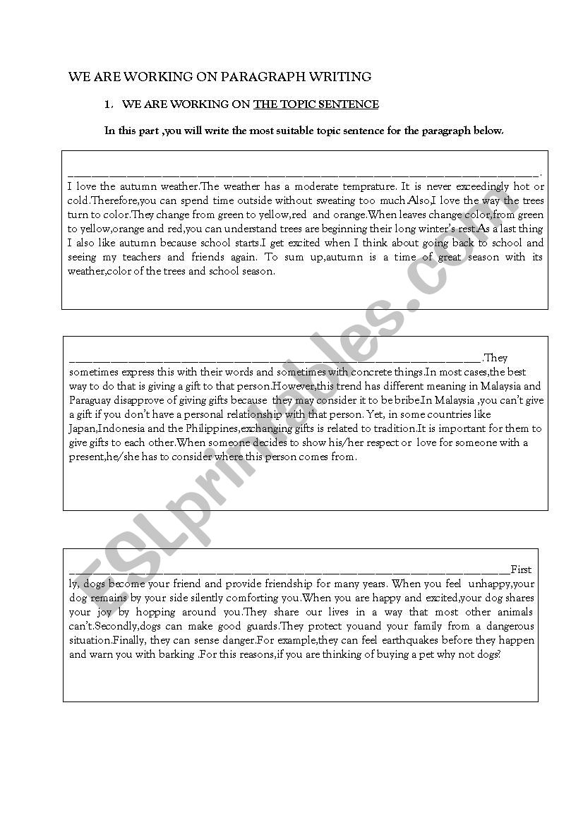 Paragraph Writing worksheet