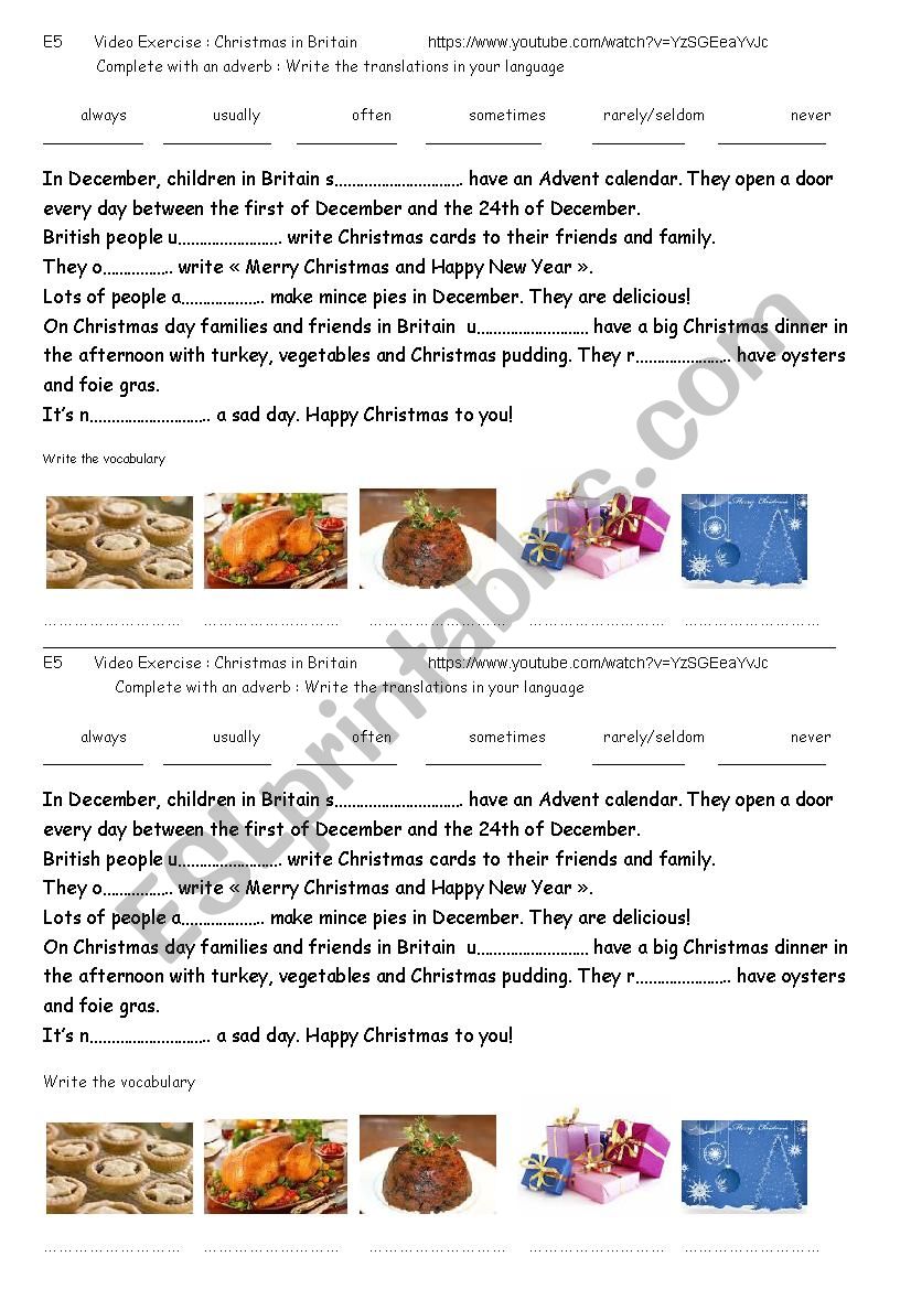 Christmas in Britain worksheet