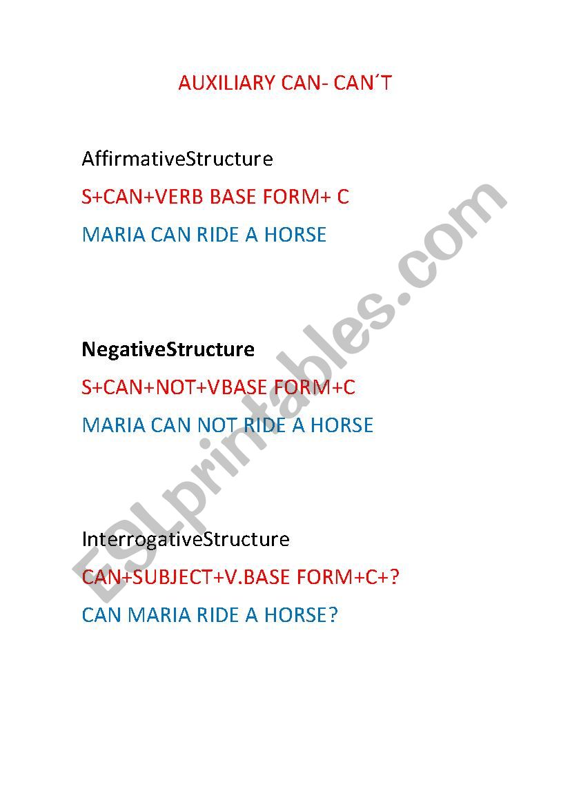 auxiliary can cannot worksheet
