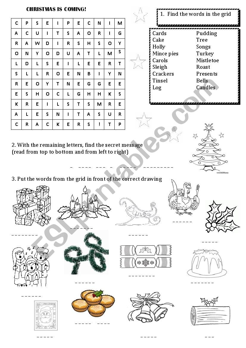 Christmas is coming worksheet