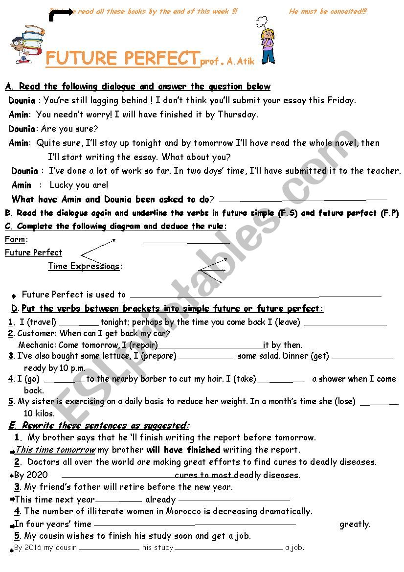 future perfect worksheet