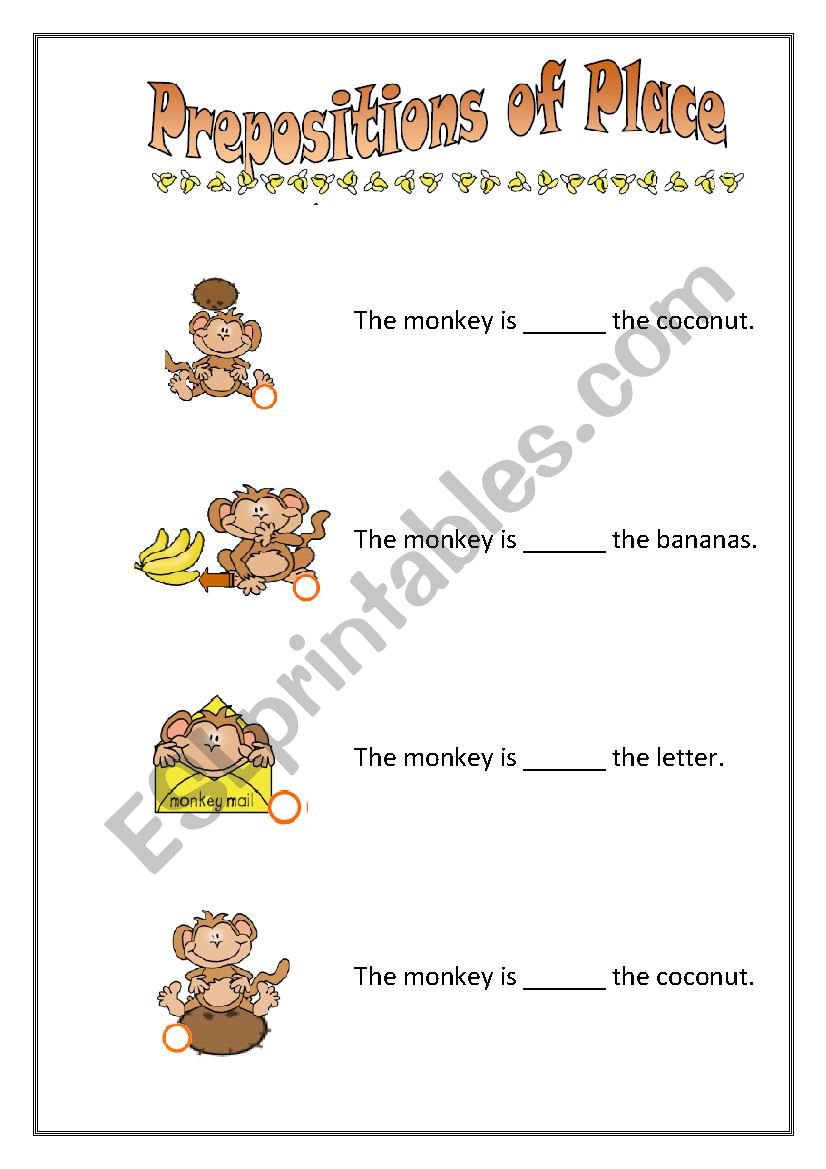 Prepositions of place worksheet