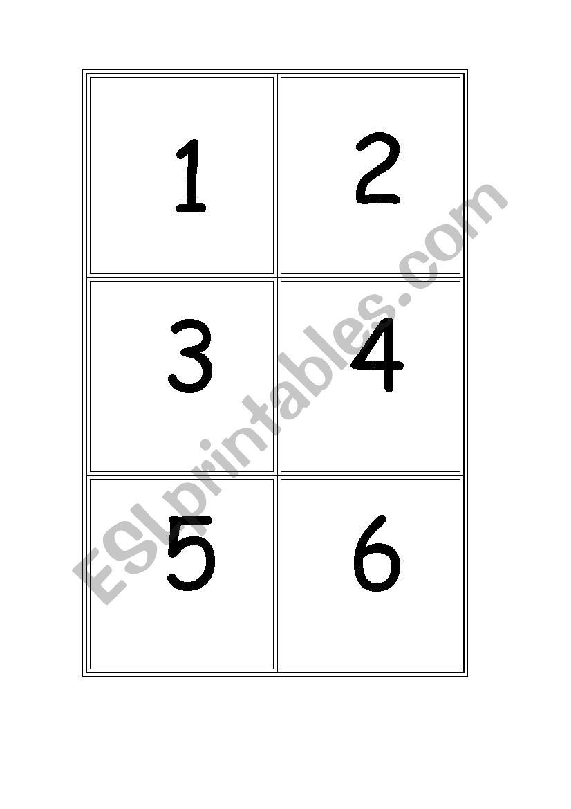 Number Cards worksheet