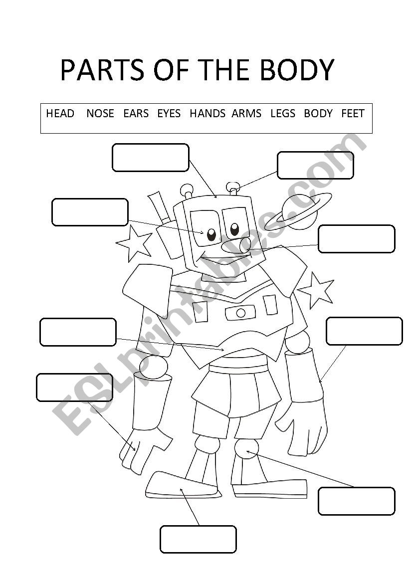 Parts of the body Robots worksheet