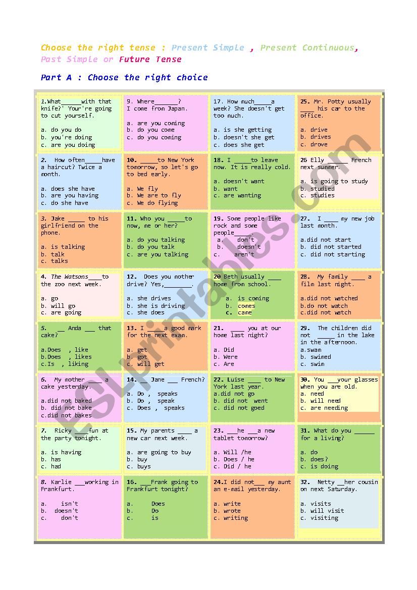 Tenses Review worksheet