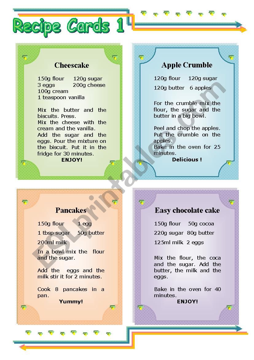 Recipe Cards worksheet