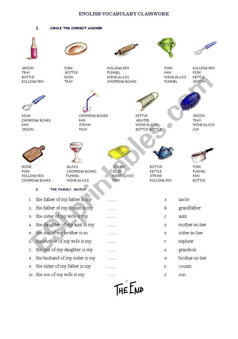 VOCABULARY worksheet