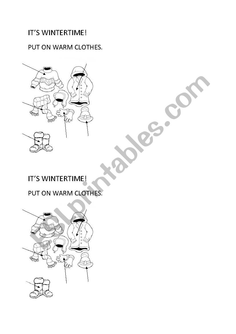 winter clothes worksheet