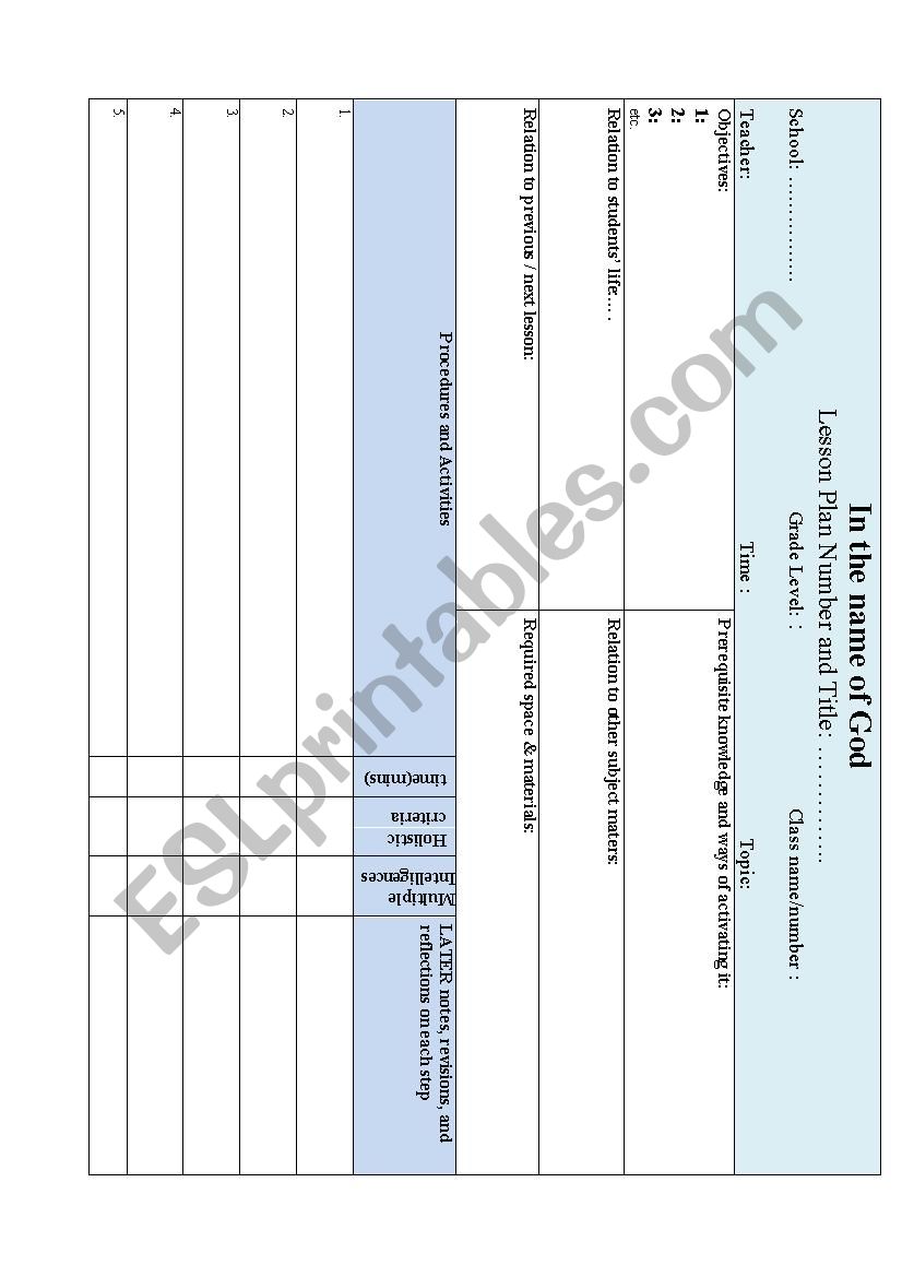 a holistic interdisciplinary lesson plan template           