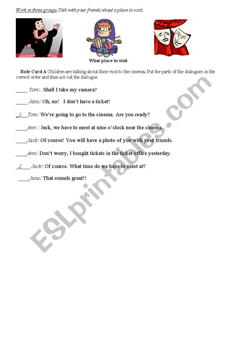 What place to visit? worksheet
