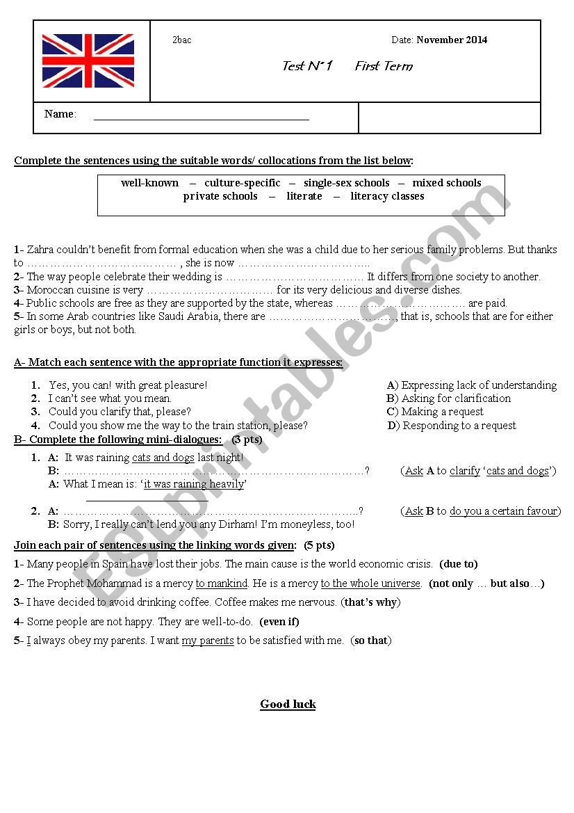 quiz language worksheet