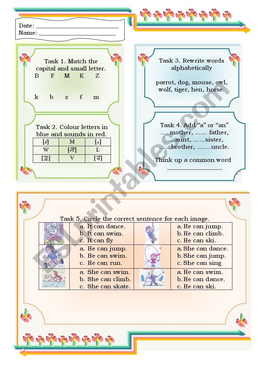 A test for the students of the 2nd form