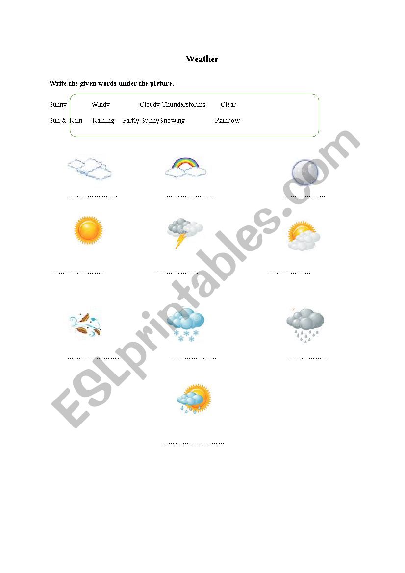 Weather worksheet