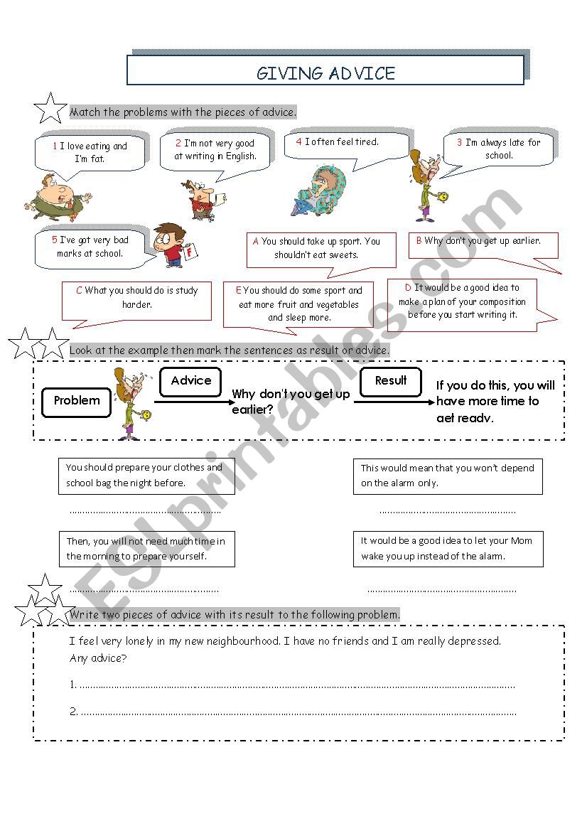 Advice and justification worksheet