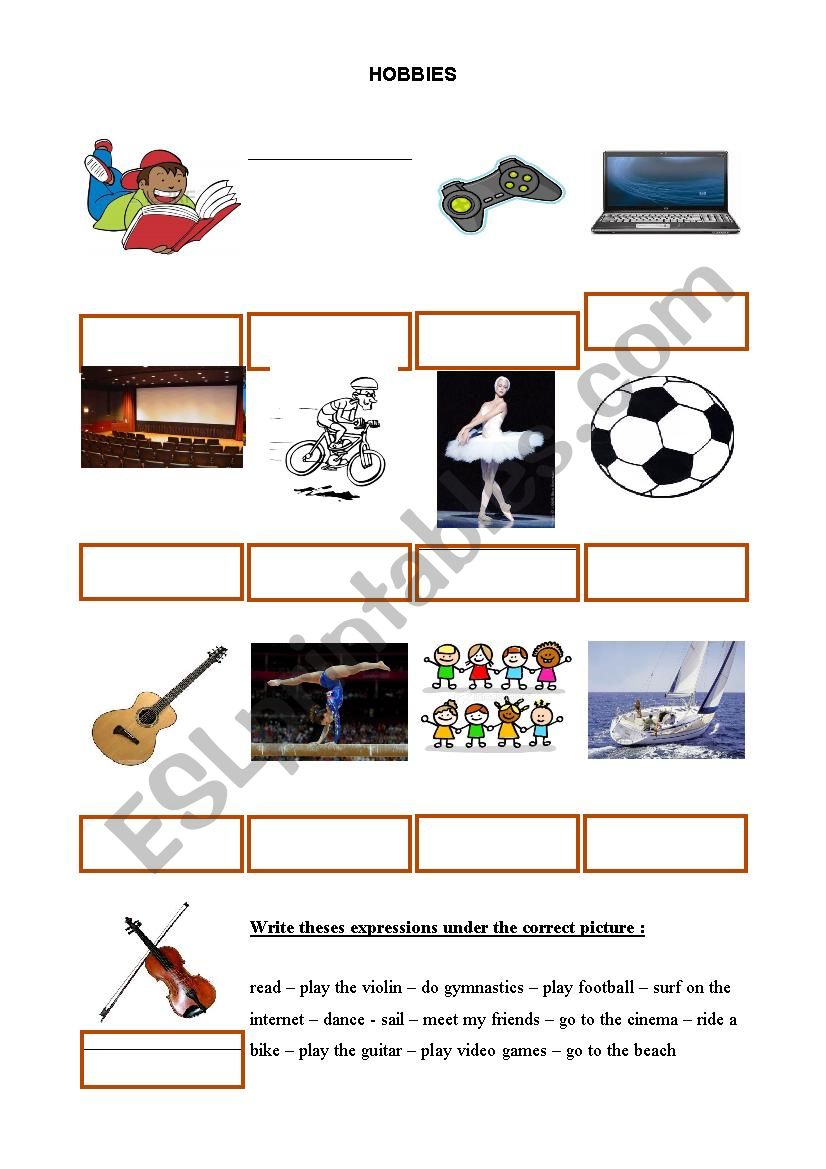 Hobbies worksheet