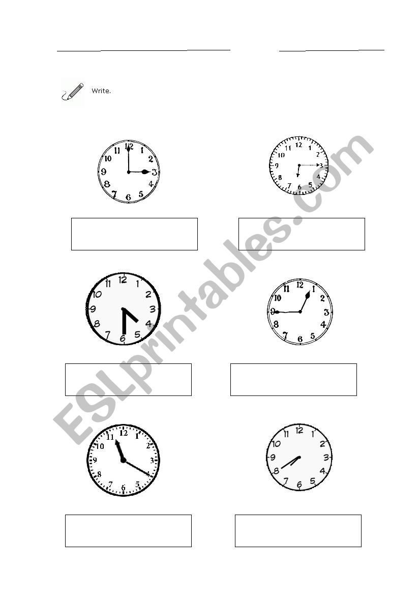 Write the time worksheet