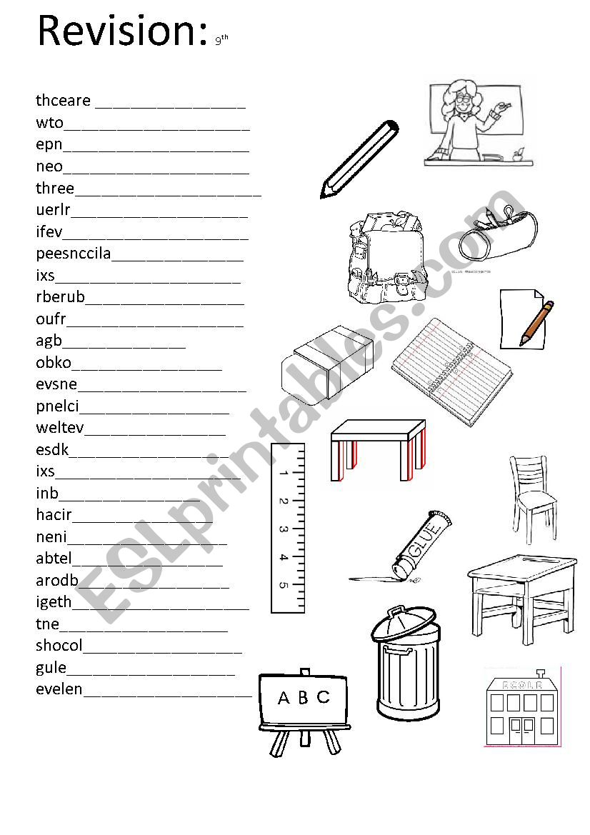 revision school worksheet