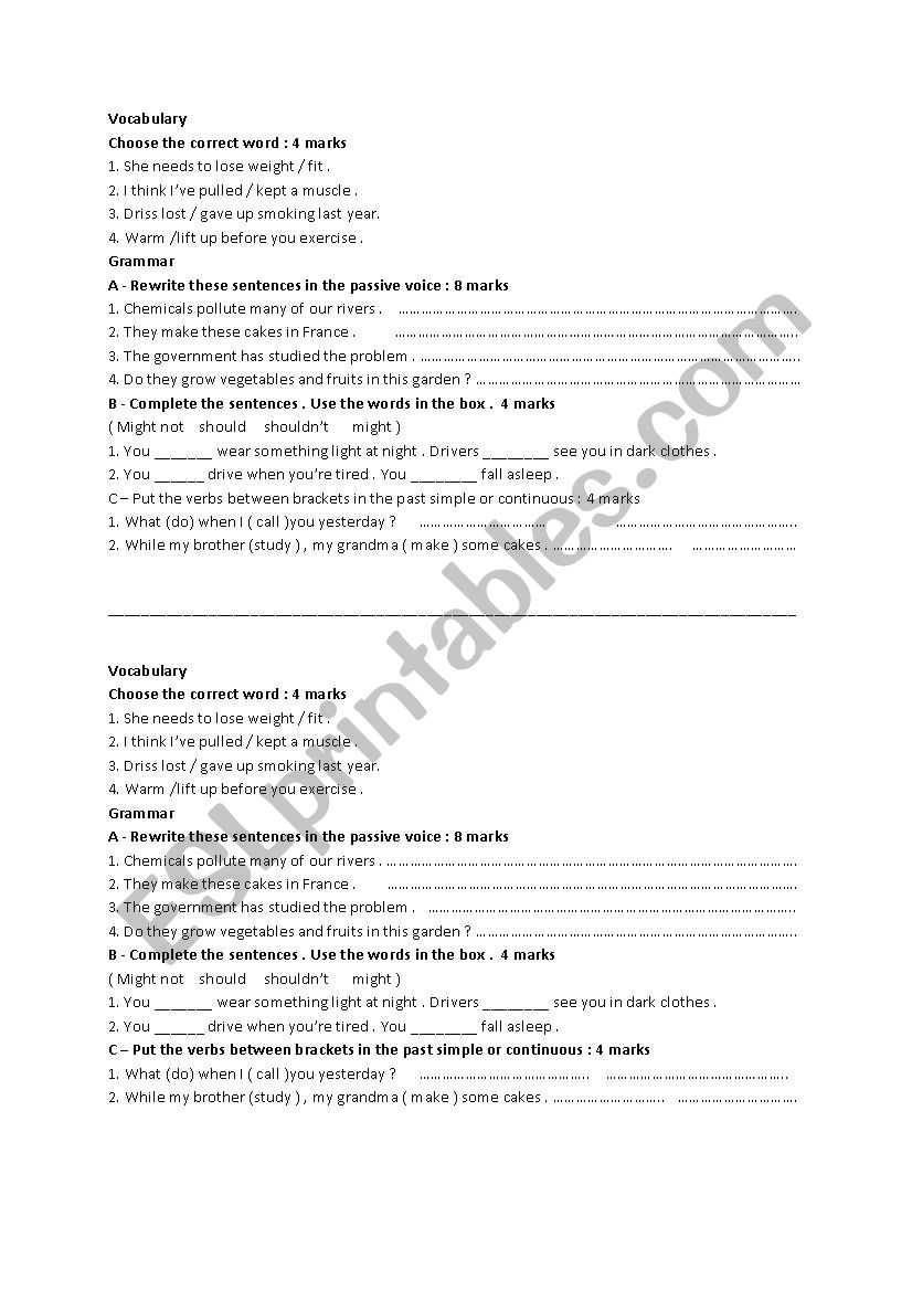  grammar quiz worksheet