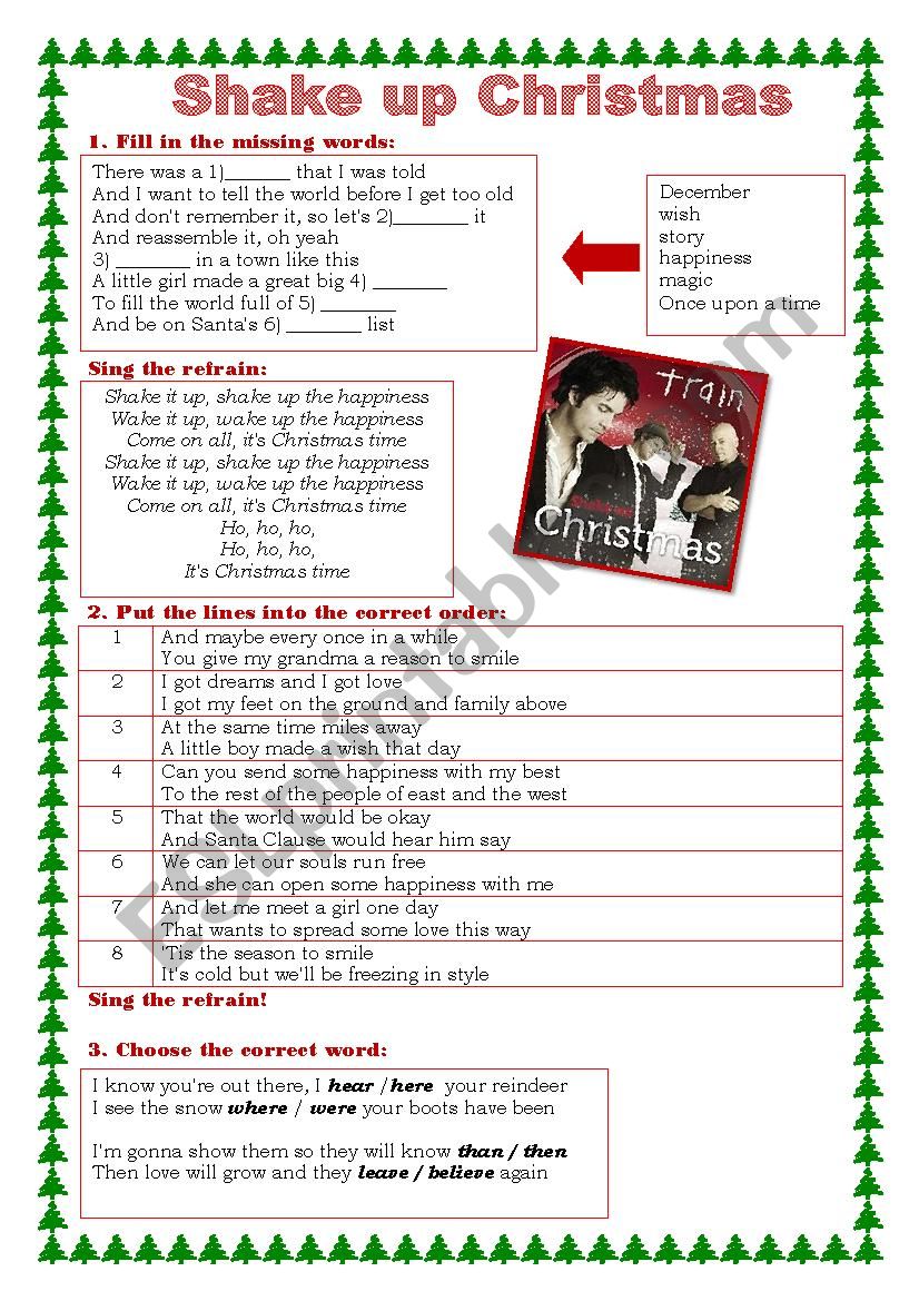 Shake up Christmas worksheet