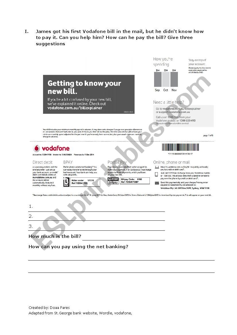 internet banking 3  worksheet