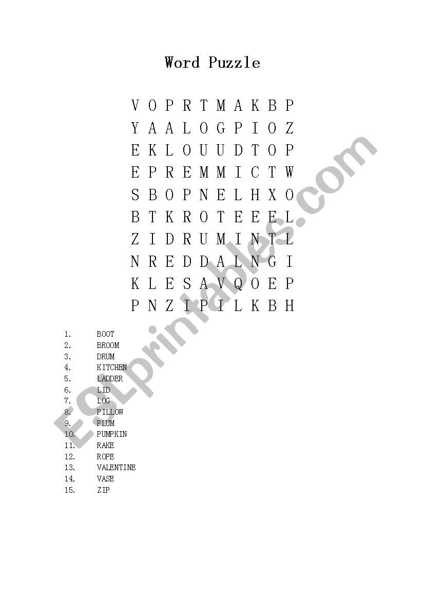 Word Puzzle worksheet
