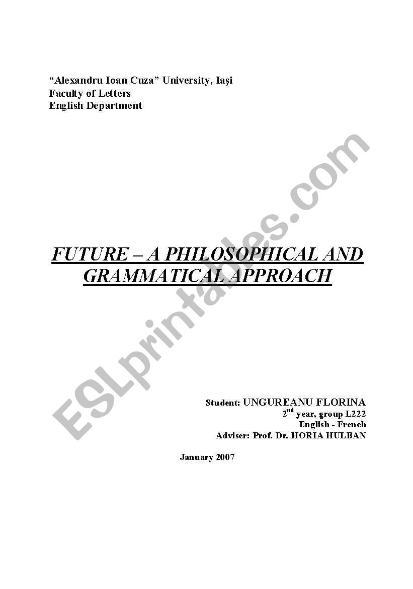 Future - a grammatical and philosophical approach