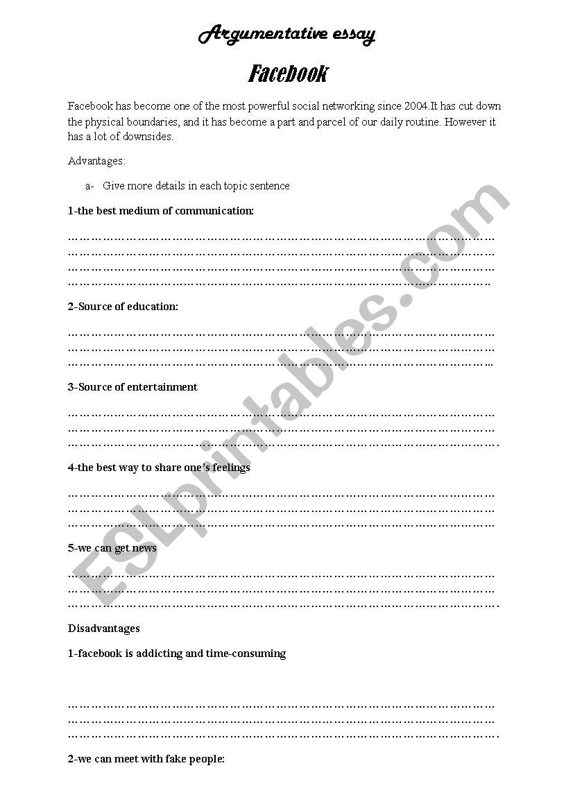 The argumentative essay worksheet