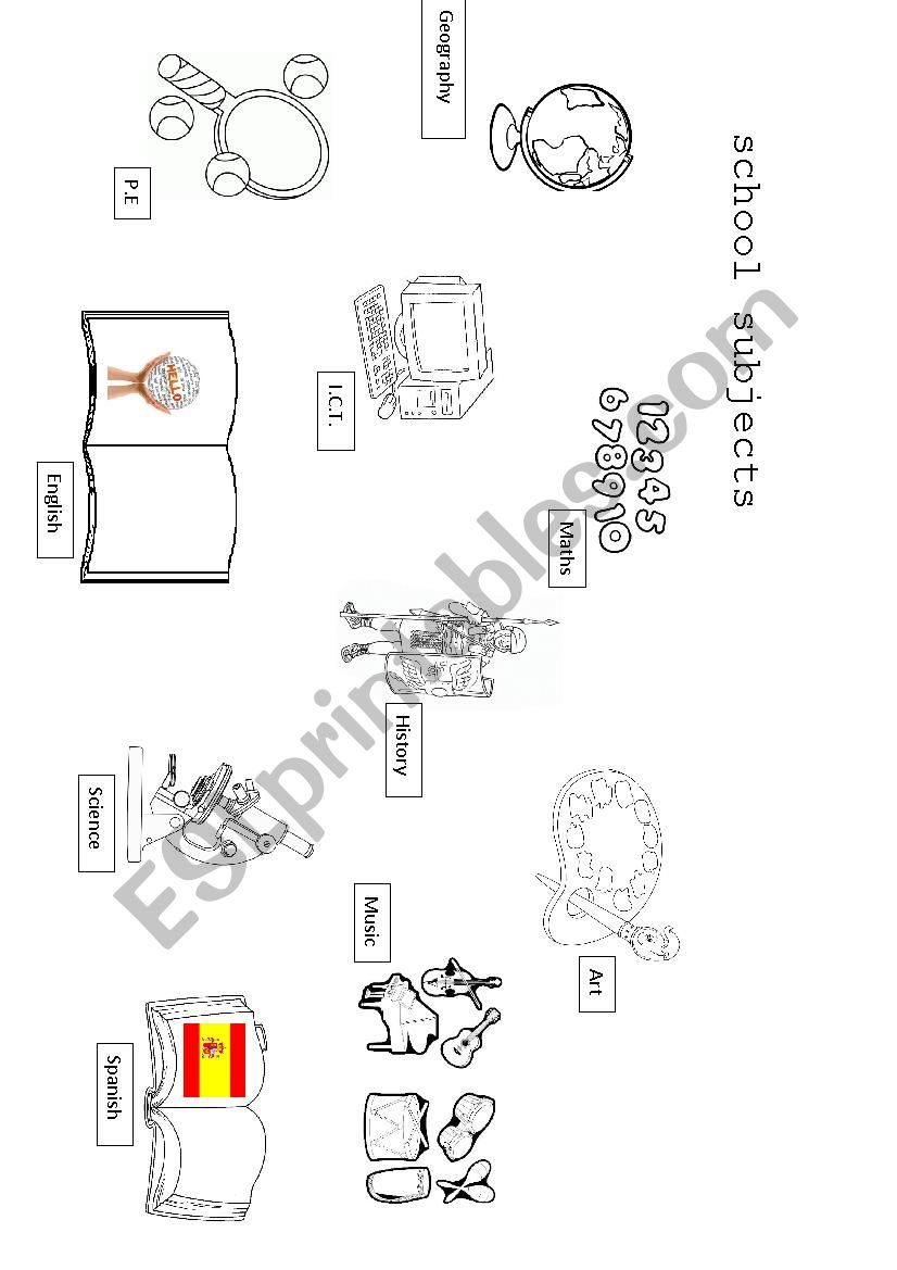 school subjects worksheet