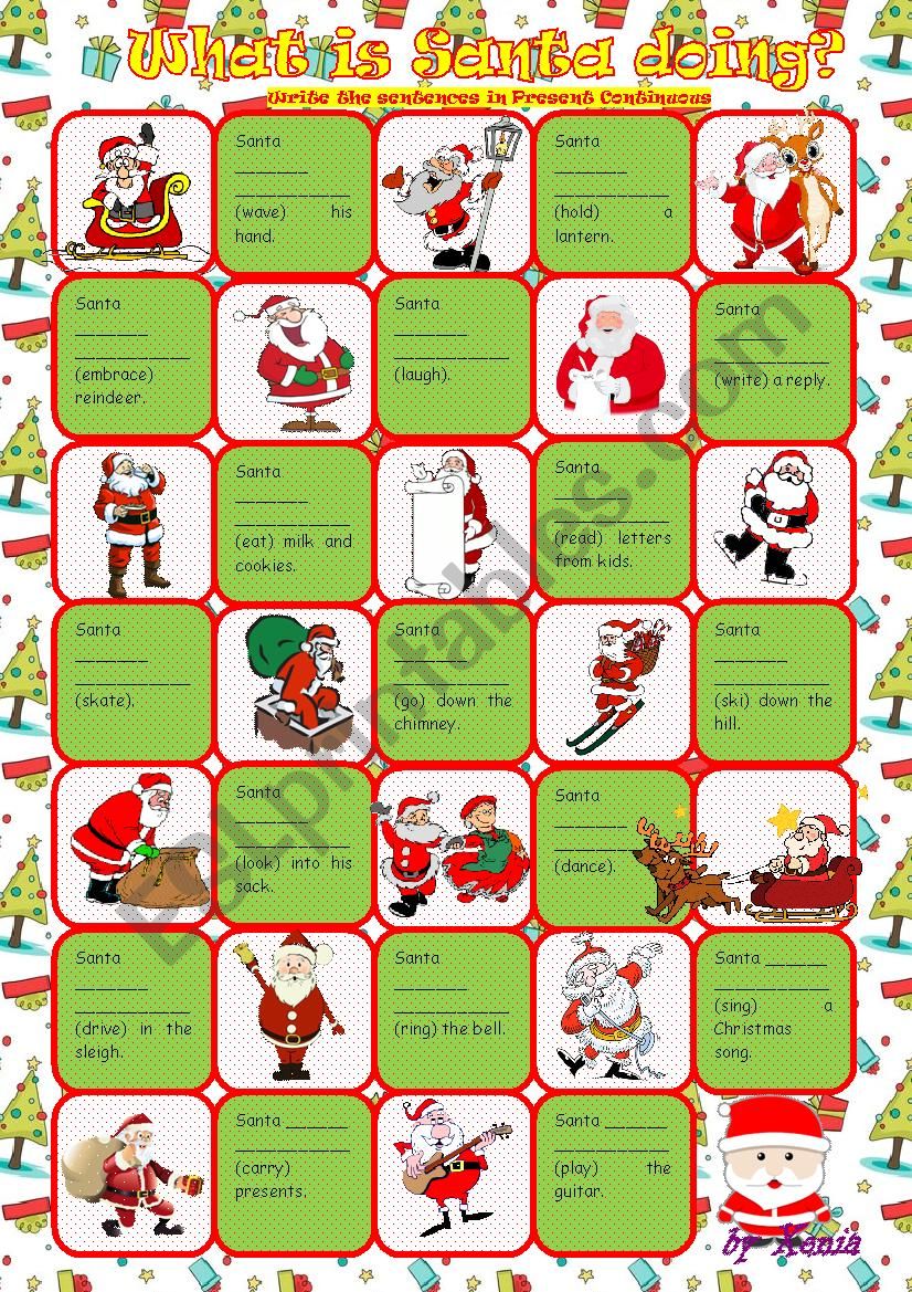 What is Santa Claus doing? worksheet