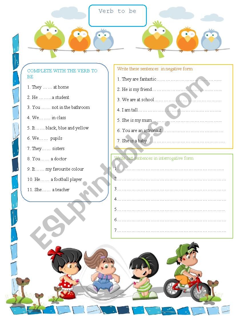 verb to be  worksheet