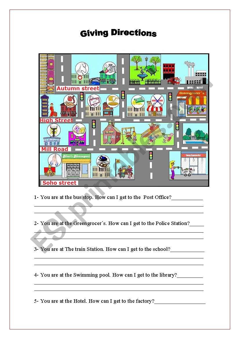 Giving Directions worksheet