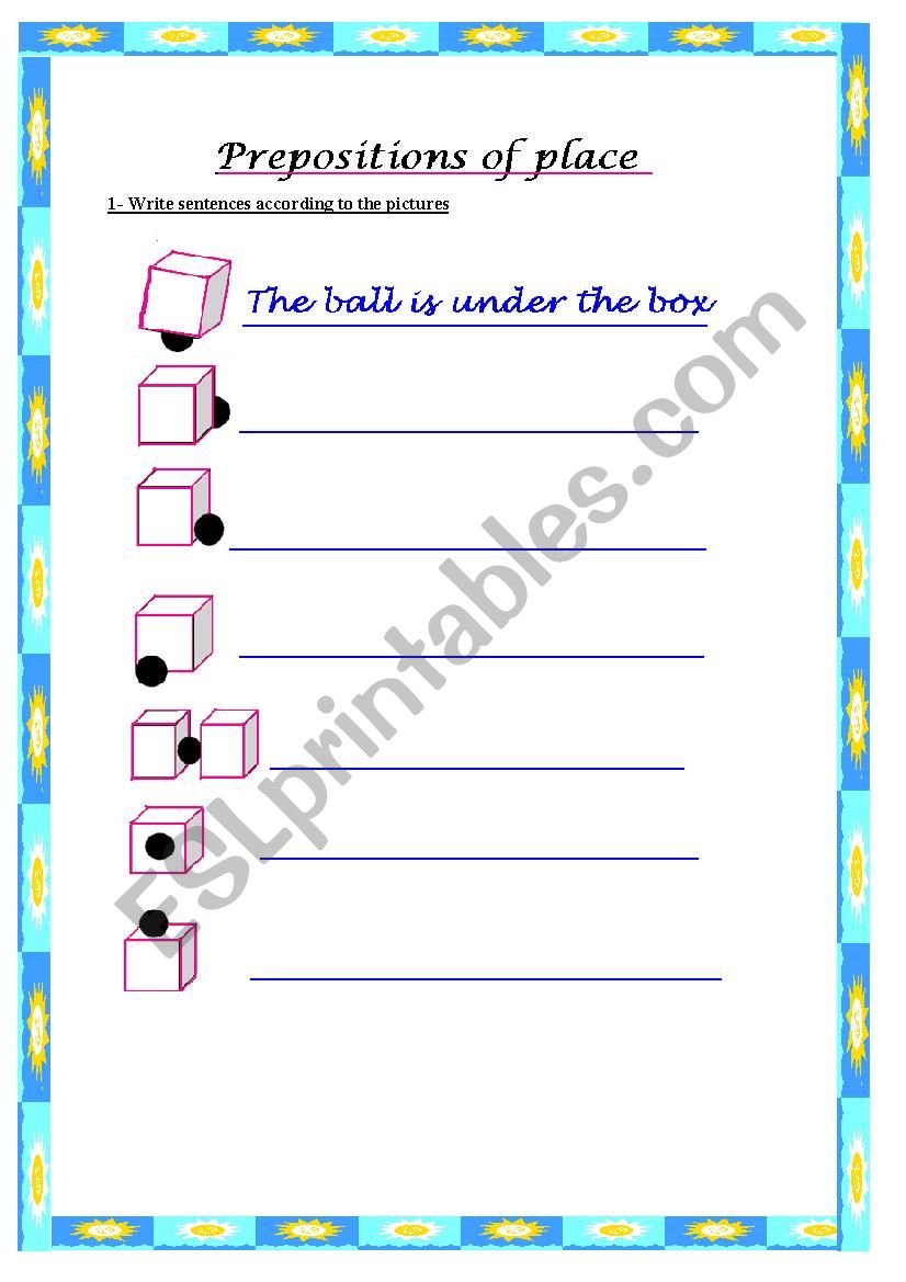 prepositions pf place worksheet