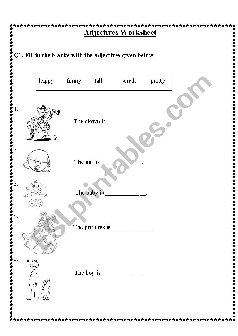 Adjectives worksheet