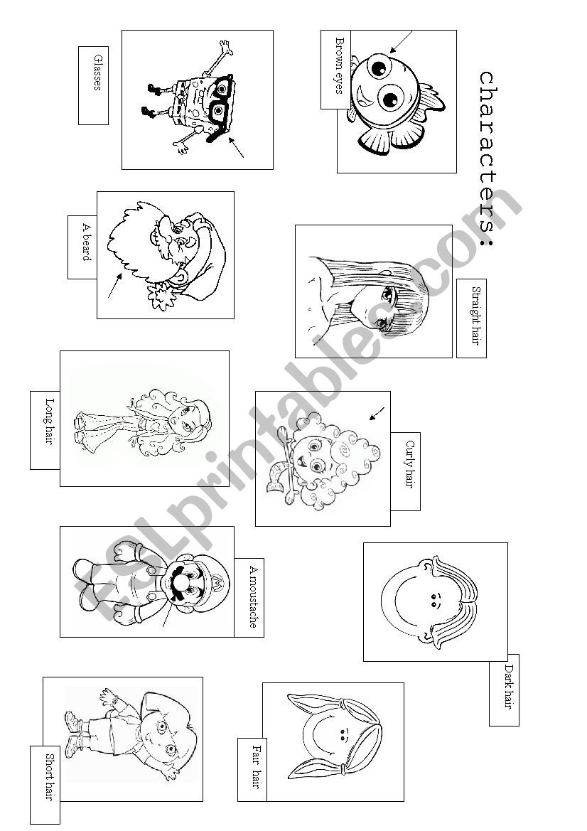characters vocabulary worksheet