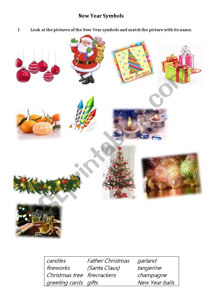 New Year Symbols worksheet