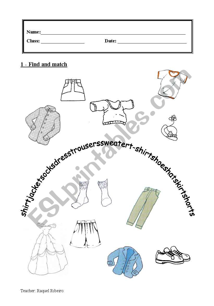 Clothes worksheet