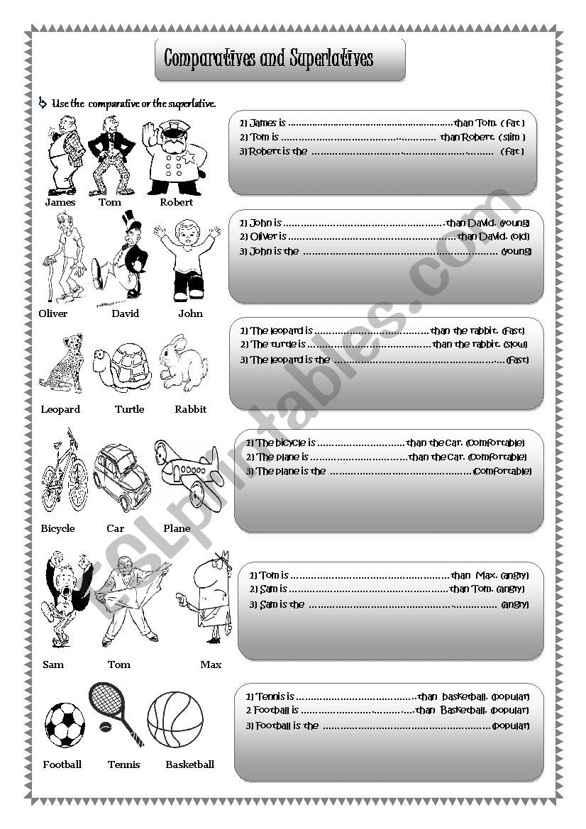 comparatives and superlatives worksheet