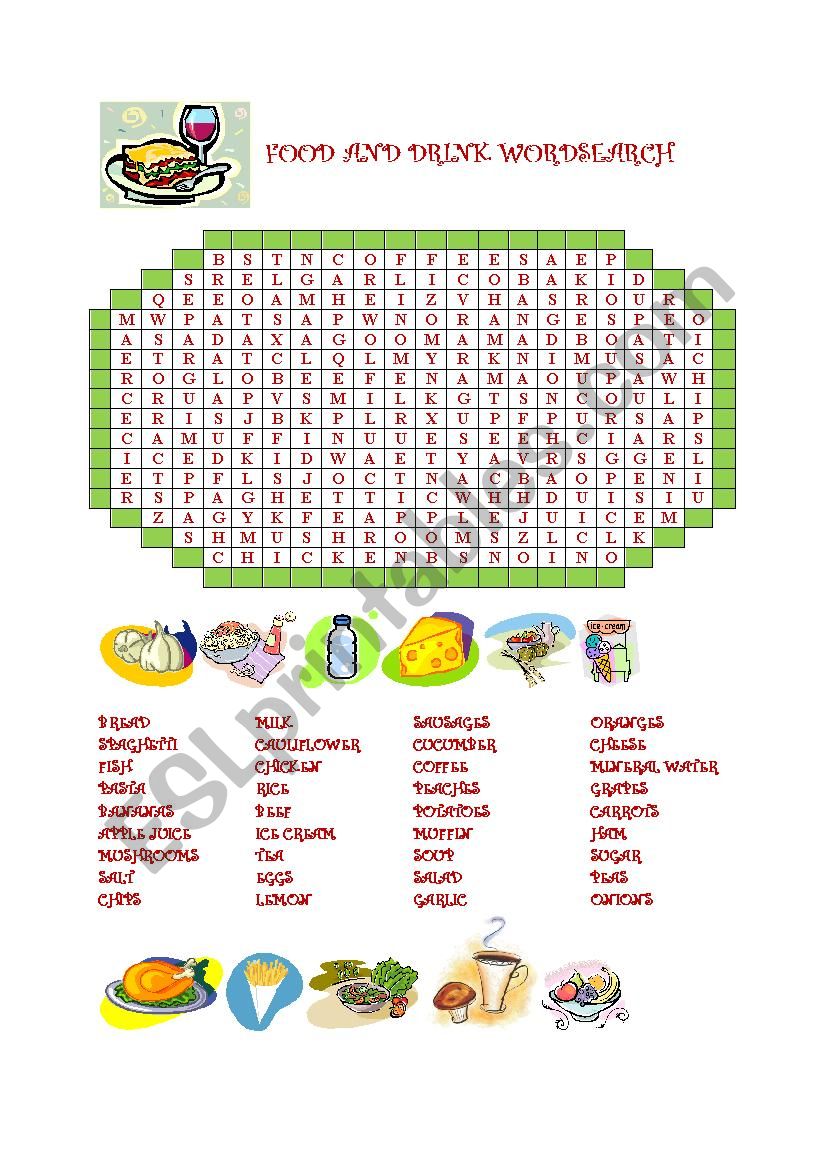 Food and drink worksheet