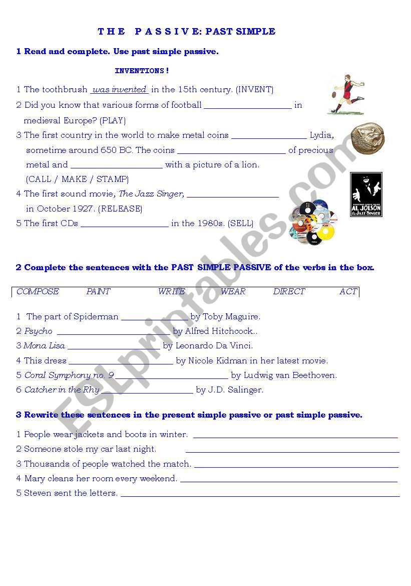 the passive:past simple worksheet