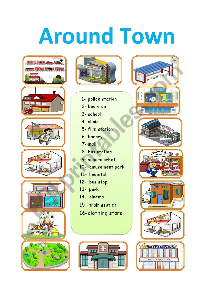 Places around town worksheet