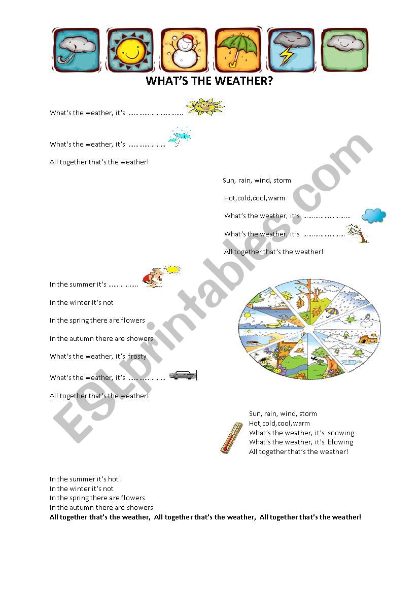 Weather song worksheet worksheet