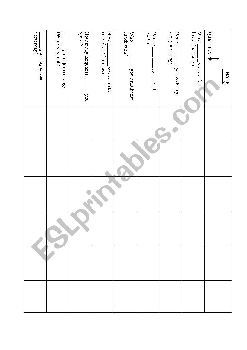 Past Present Mixer worksheet