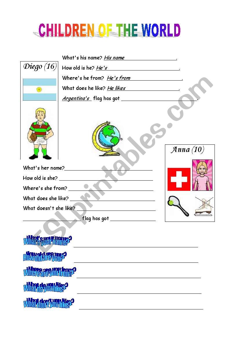 children of the world worksheet