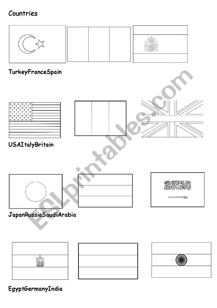 Countries/Flags - Coloring worksheet