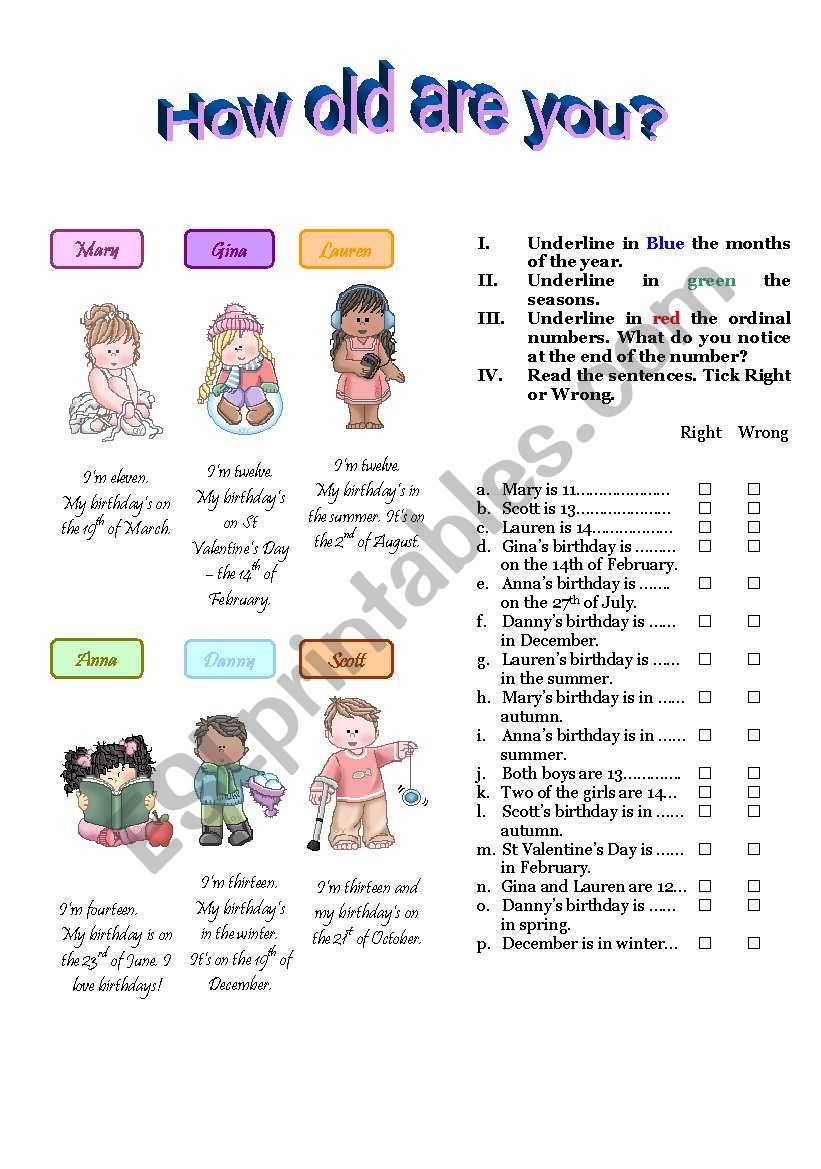 How old are you? worksheet