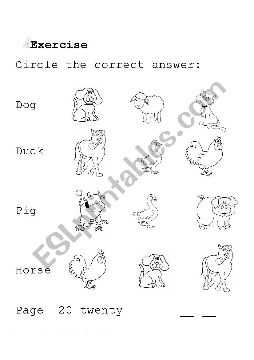 DOMESTICATED ANIMALS worksheet