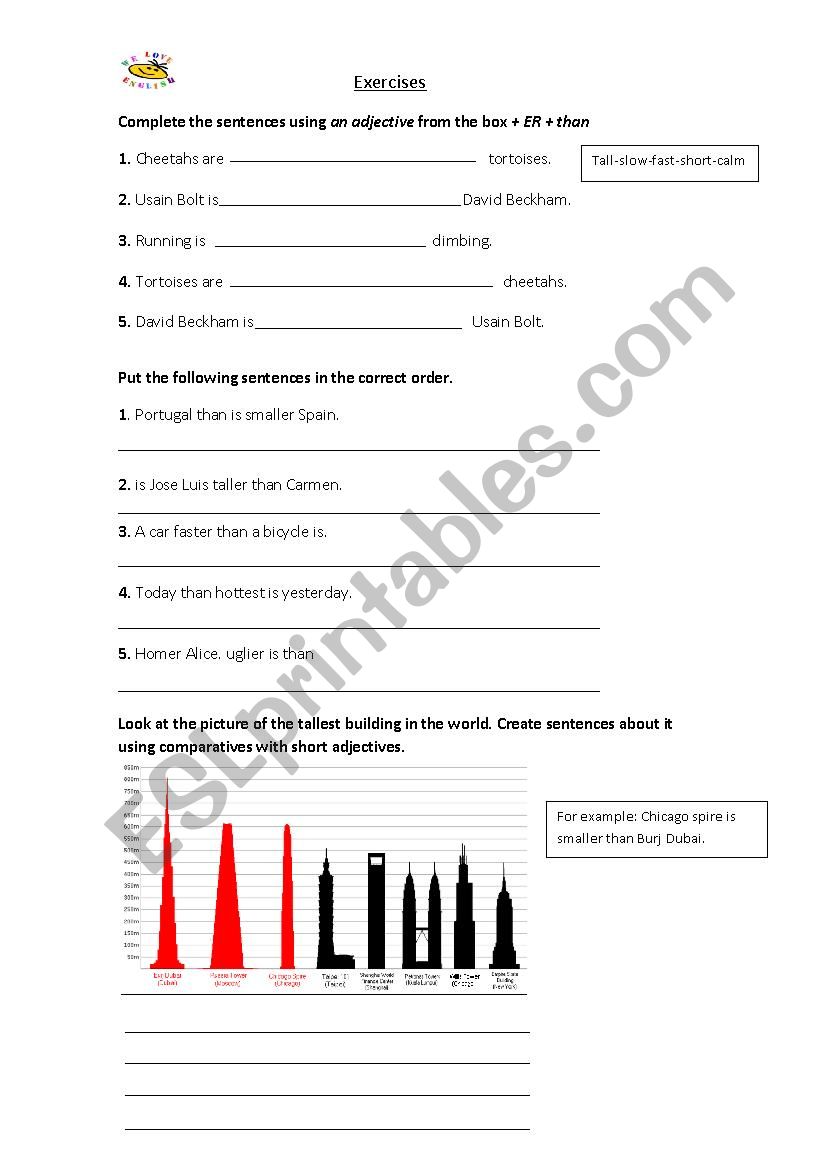 Superlative exercises worksheet