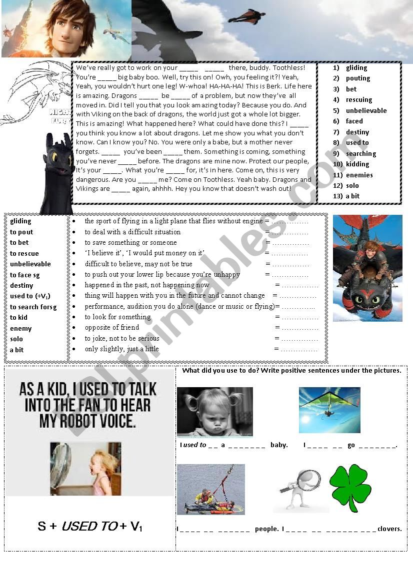 How to train your dragon 2  worksheet