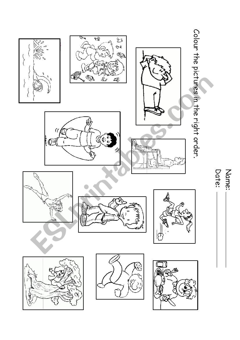 Actions, colours worksheet